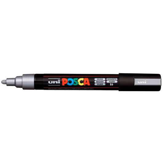 Uni-Ball PC-5M Posca 1.8-2.5 Gümüş Su Bazlı Markör Kalem - Sanat, Çizim ve Dekorasyon Kalemi