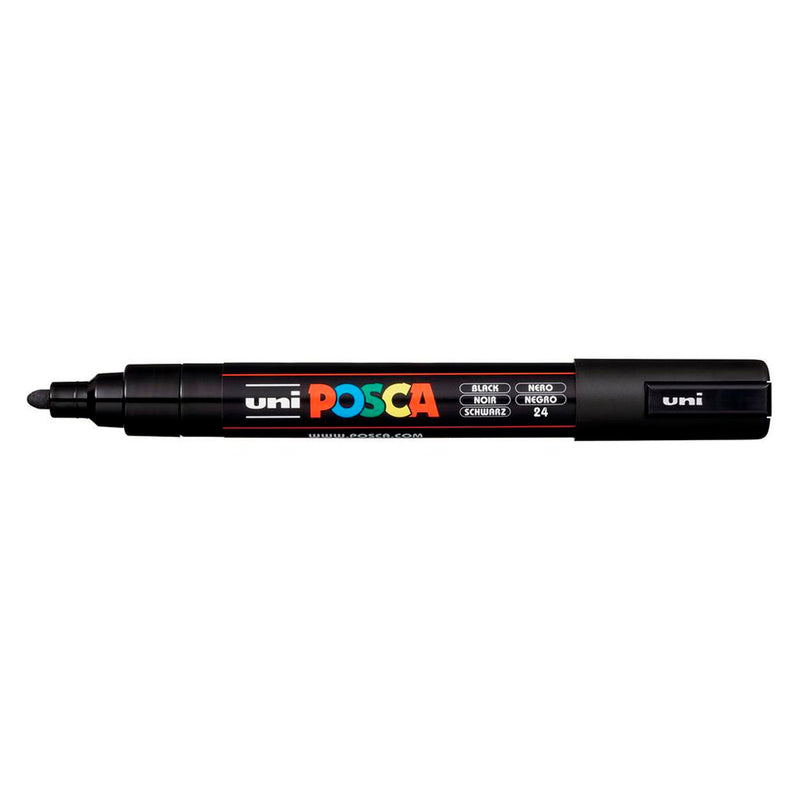 Uni-Ball PC-5M Posca Siyah Su Bazlı Poster Markör Kalem - Sanatsal Çizim, Boyama ve El İşi Kalemi