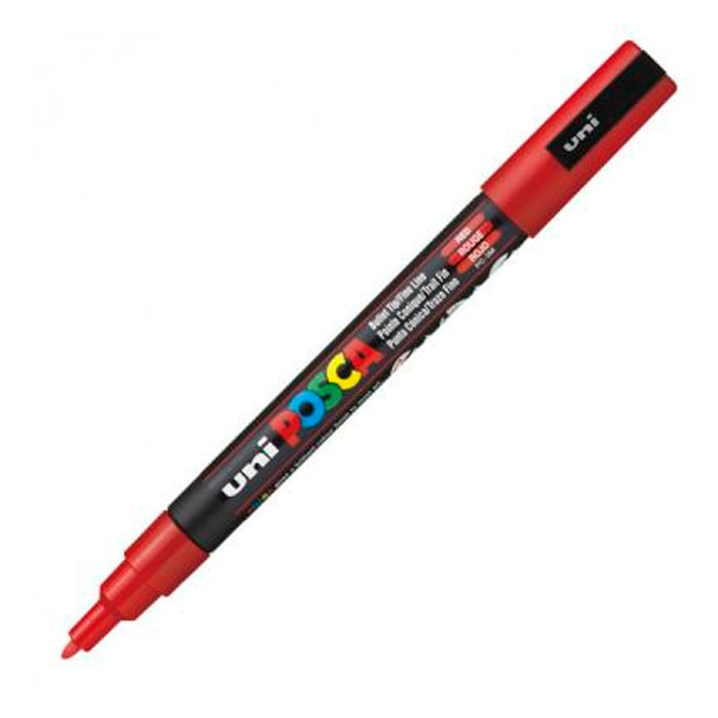 Uni-Ball Posca 0.9-1.3 mm Kırmızı Su Bazlı Poster Markör Kalem - Sanat, Çizim ve Hobi Kalemi