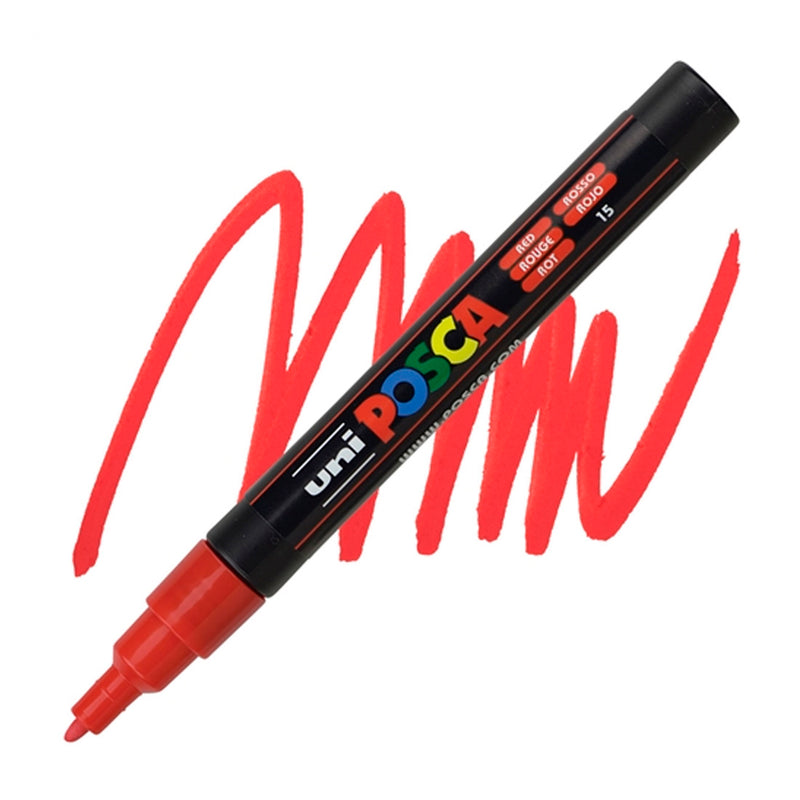 Uni-Ball Posca 0.9-1.3 mm Kırmızı Su Bazlı Poster Markör Kalem - Sanat, Çizim ve Hobi Kalemi