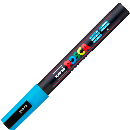 Uni-Ball Posca 0.9-1.3 mm Açık Mavi Su Bazlı Poster Markör Kalem - Sanat, Çizim ve Çok Yüzeyli