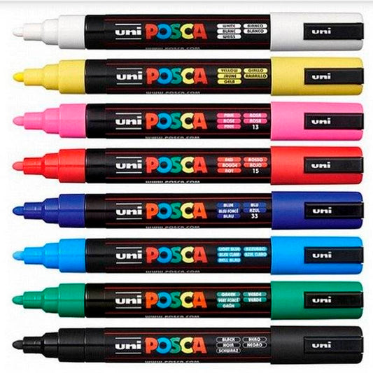 Uni-Ball Posca Ana Renk 8'li Set - Sanat, Çizim ve Akrilik Marker Kalem Seti