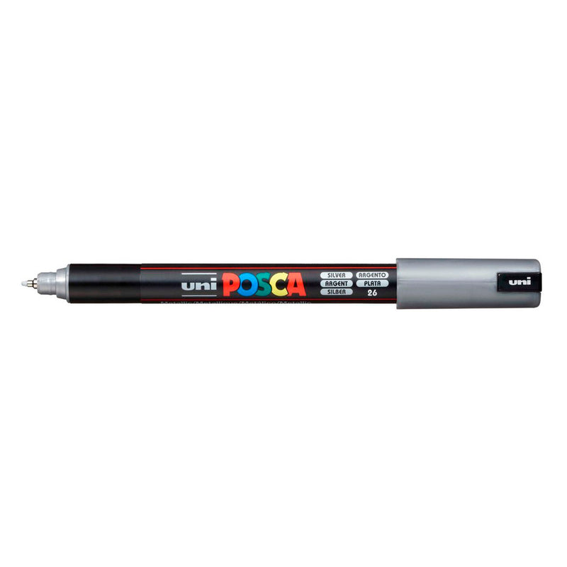 Uni-Ball Posca Gümüş 0.7 mm Su Bazlı Poster Markör Kalem - Sanat, Çizim ve Hobi Kalemi