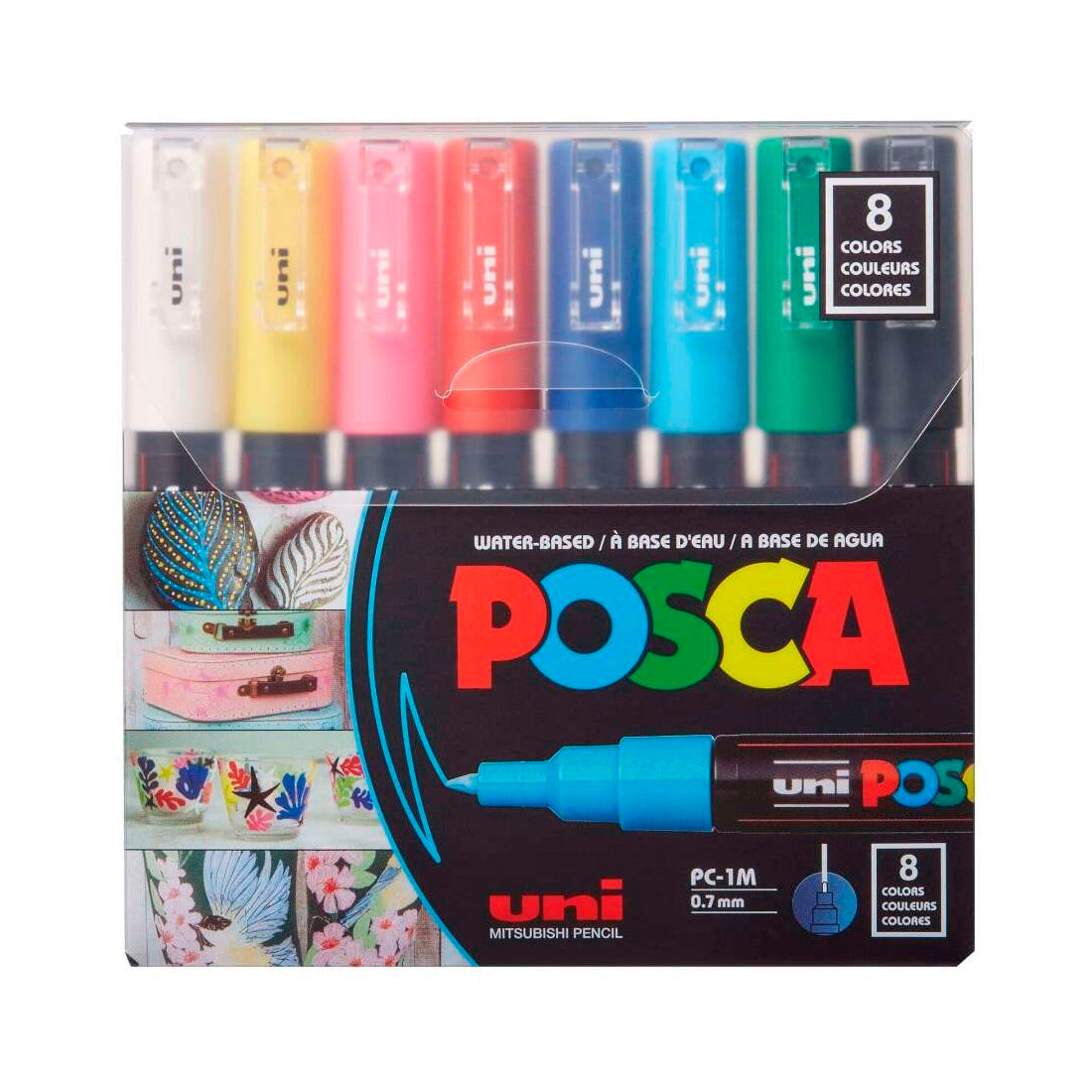 Uni Posca Poster Markörü 8 Li Ana Renkli Set PC-1M/8C