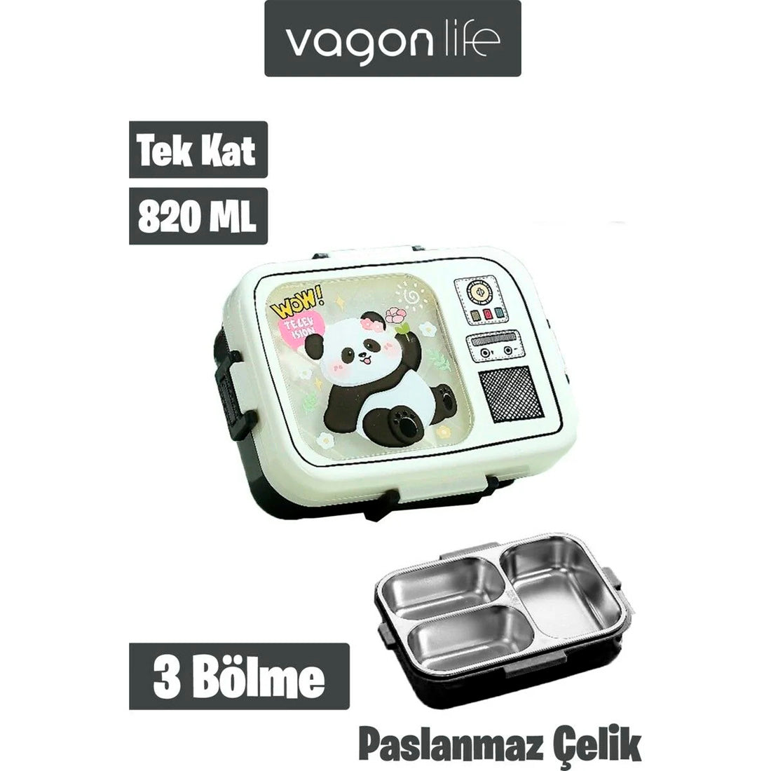 Vagonlife Lunchbox Paslanmaz Çelik 750 ml Siyah-Beyaz Bl10283-Sb