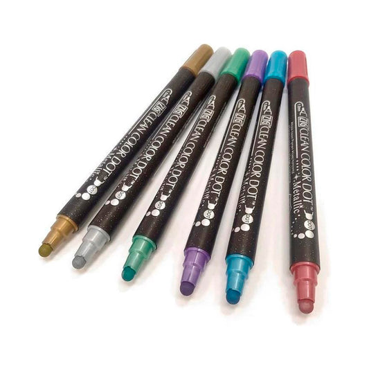 Zig Clean Color Dot Çift Taraflı Metalik Silver Kalem - Sanatsal Çizim ve İllüstrasyon Markeri
