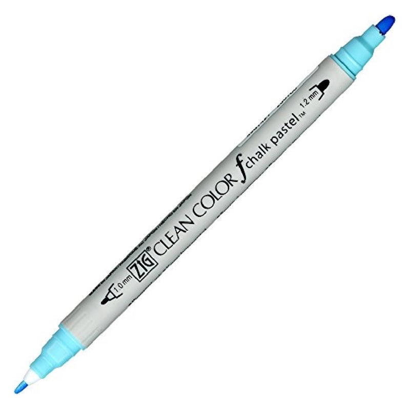 Zig Clean Color F Chalk Pastel Mavi Çift Taraflı Kalem - Sanatsal Çizim ve Pastel Etkili Marker