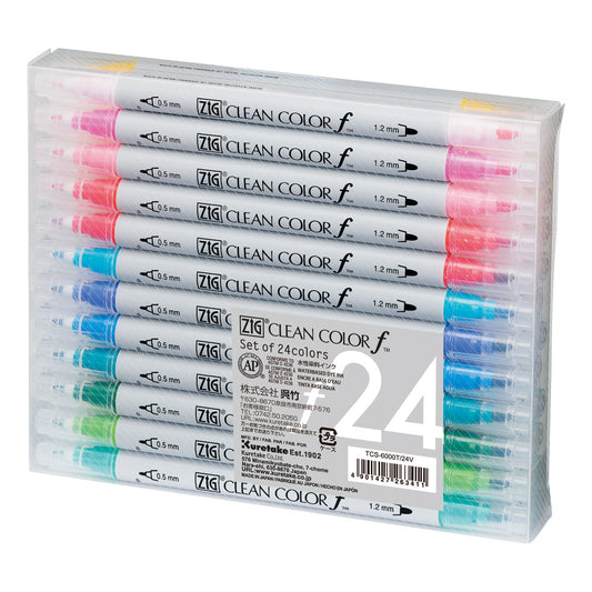 Zig Clean Color F 24'lü Çift Taraflı Kalem Seti - Sanatsal Çizim ve Marker Kalemi