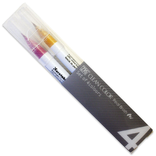 Zig Clean Color Real Brush 4'lü Fırça Uçlu Kalem - Sanat, Çizim ve İllüstrasyon için Suluboya Etkili Kalem