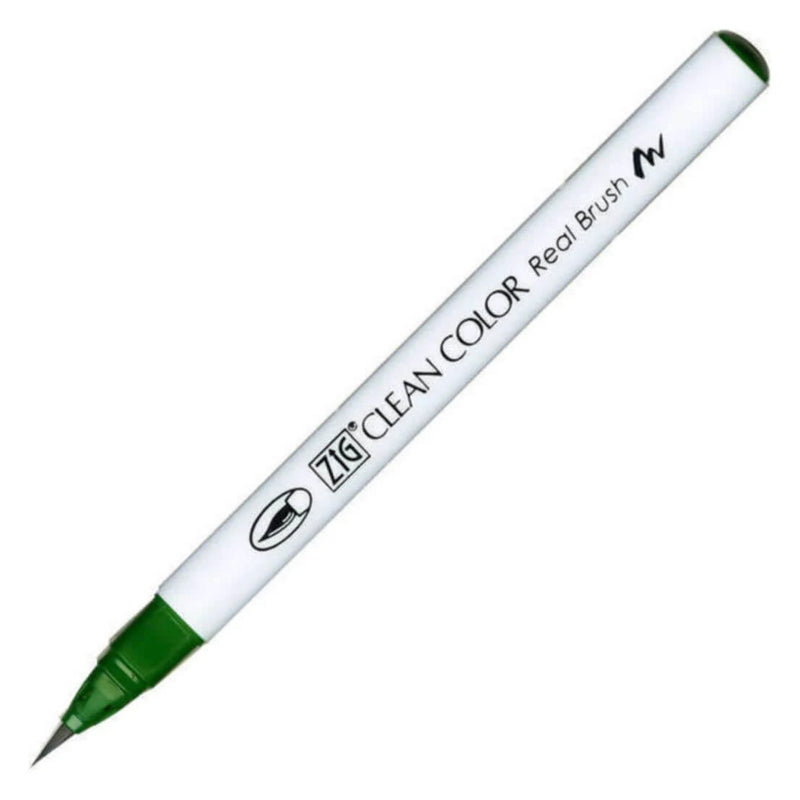 Zig Clean Color Real Brush Yeşil Fırça Uçlu Kalem - Sanatsal Çizim, İllüstrasyon ve Suluboya Etkili Marker