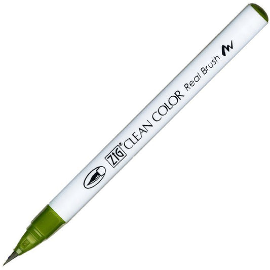 Zig Clean Color Real Brush Zeytin Yeşili Fırça Uçlu Kalem - Sanatsal Çizim, İllüstrasyon ve Suluboya Etkisi için