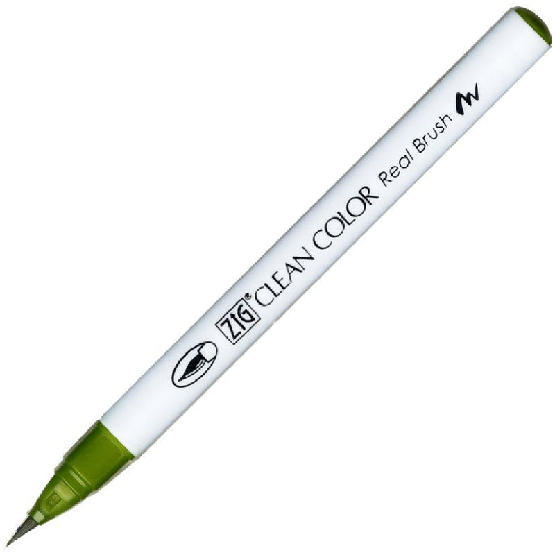 Zig Clean Color Real Brush Zeytin Yeşili Fırça Uçlu Kalem - Sanatsal Çizim, İllüstrasyon ve Suluboya Etkisi için