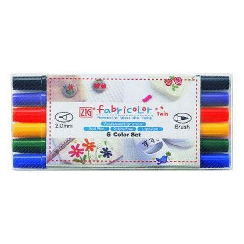 Zig Fabricolor Twin Kumaş Kalemi 6'lı - Sanatsal Kumaş Boyama ve Tekstil Markeri