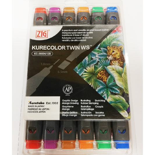 Zig Kurecolor Twin Parlak Renkler 12'li Marker Set - Sanatsal Çizim ve Tasarım Kalemi