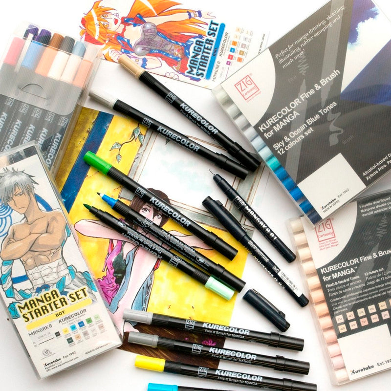 Zig Mangaka Fine&Brush Cool Gray Kalem - Manga Çizim, İllüstrasyon ve Sanat Kalemi