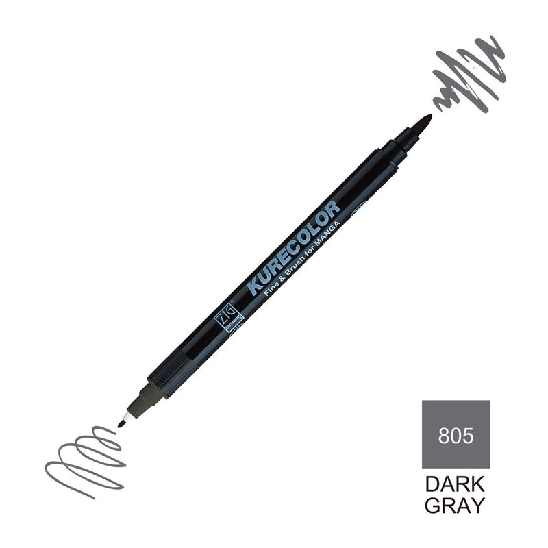 Zig Mangaka Fine&Brush Dark Gray 805 Kalem - Profesyonel Manga ve İllüstrasyon Marker Kalemi