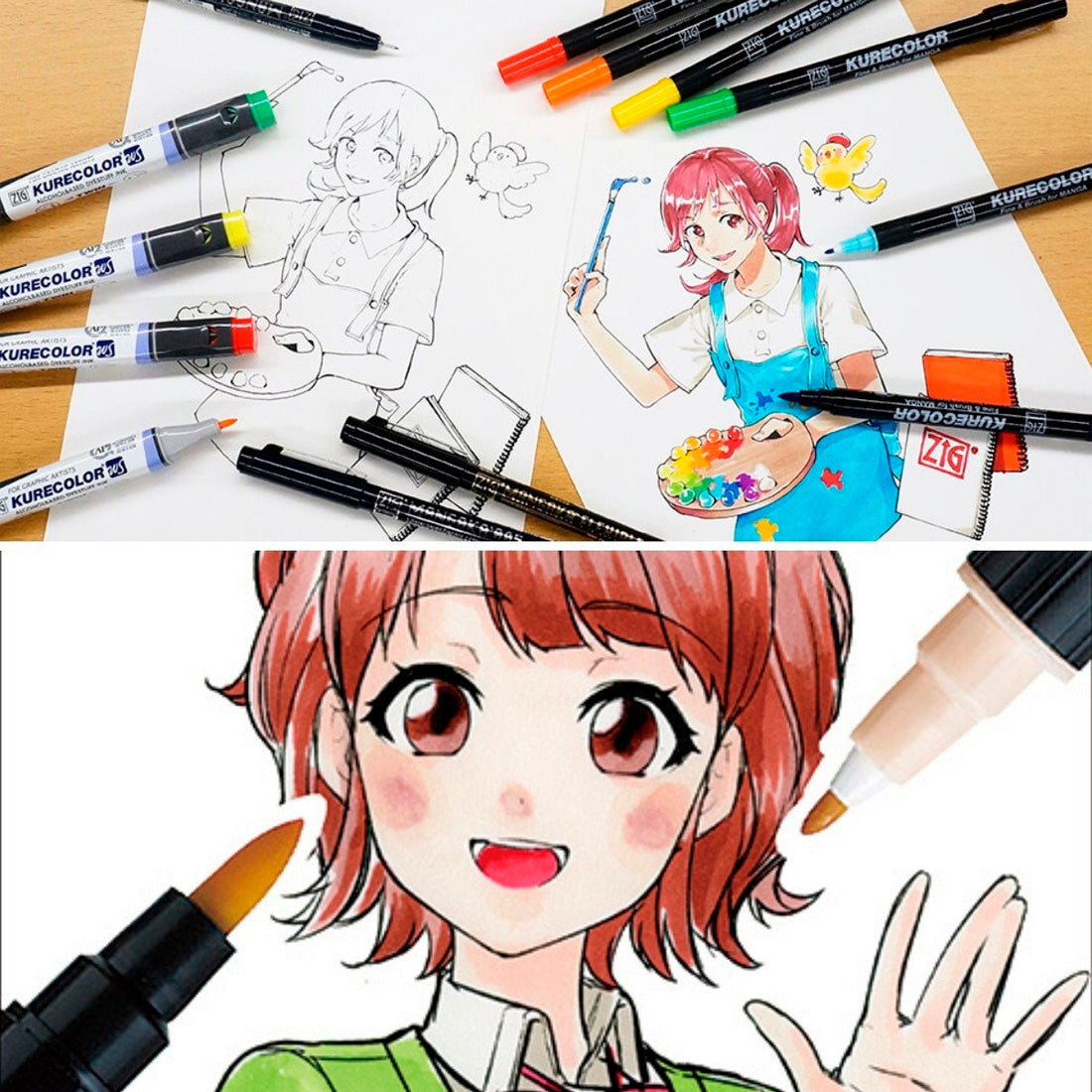 Zig Mangaka Fine&Brush Orta Yeşil 542 Kalem - Sanatsal Çizim ve Marker Kalemi