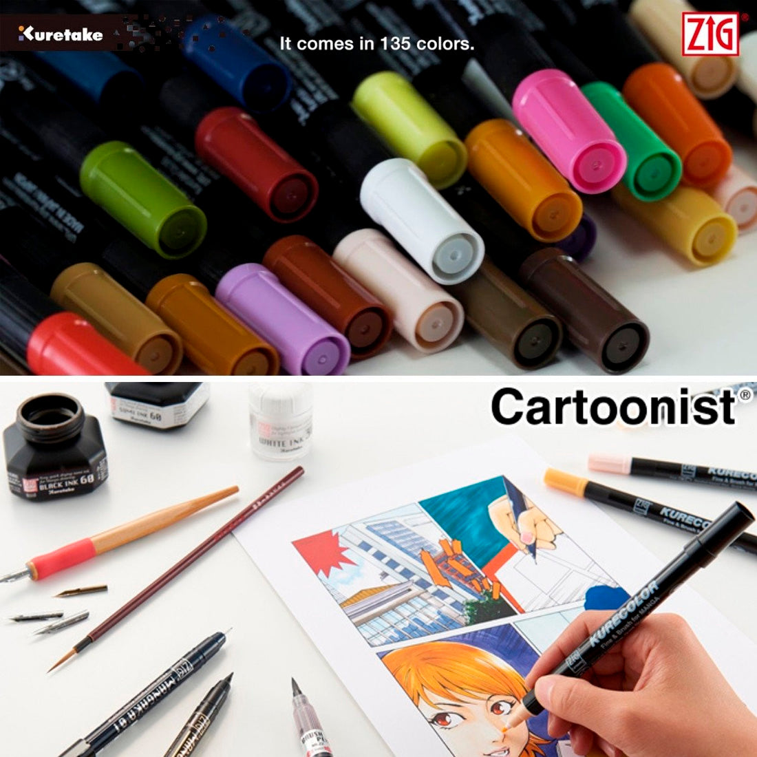 Zig Mangaka Fine&Brush Navy Kalem - Manga, Çizim ve İllüstrasyon Kalemi