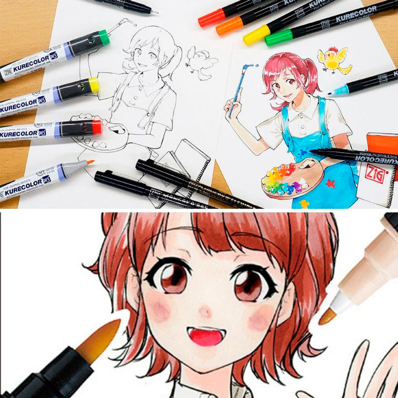 Zig Mangaka Fine&Brush Pale Blush Kalem - Sanatsal Çizim ve İllüstrasyon Kalemi