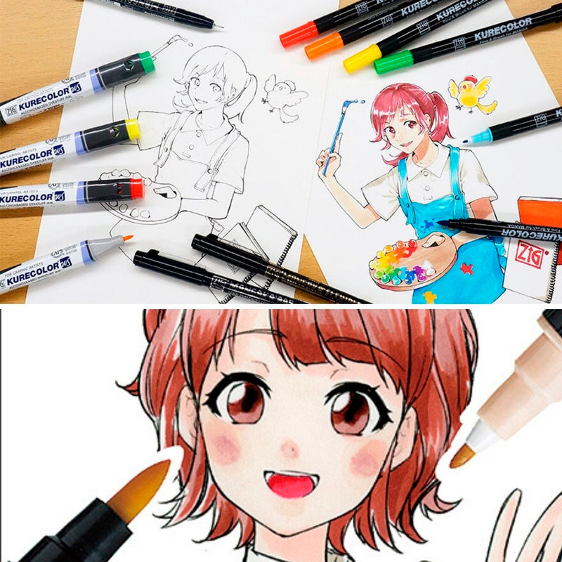Zig Mangaka Fine&Brush 502 Açık Yeşil Kalem - Sanatsal Çizim ve Manga Marker Kalemi