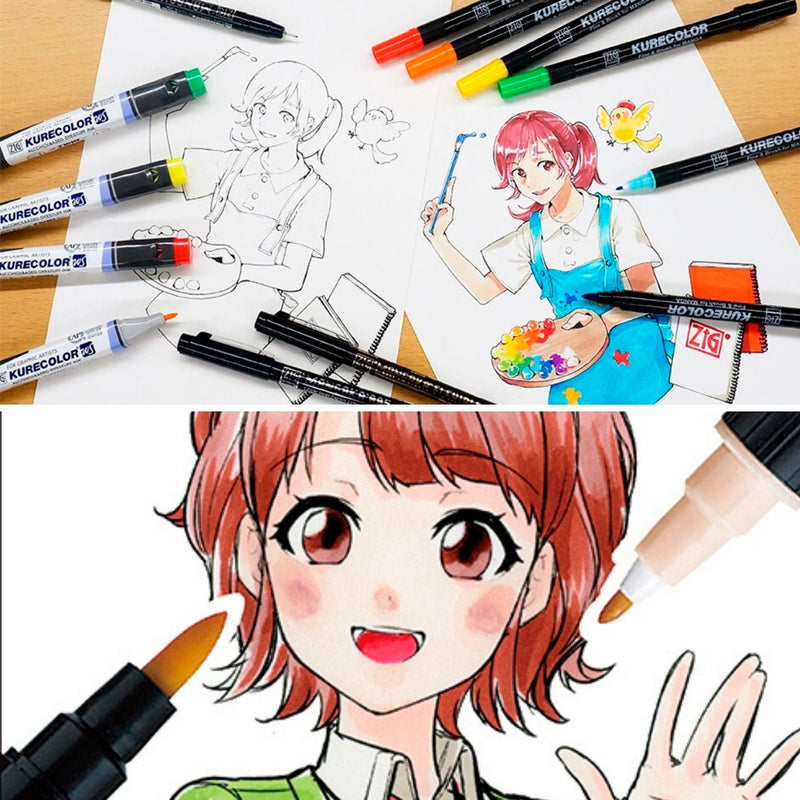 Zig Mangaka Fine&Brush Warm Gray W05 Kalem - Manga Çizim, İllüstrasyon ve Sanat Eskiz Kalemi