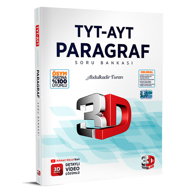 3D Yayınları 2025 TYT-AYT Paragraf Soru Bankası