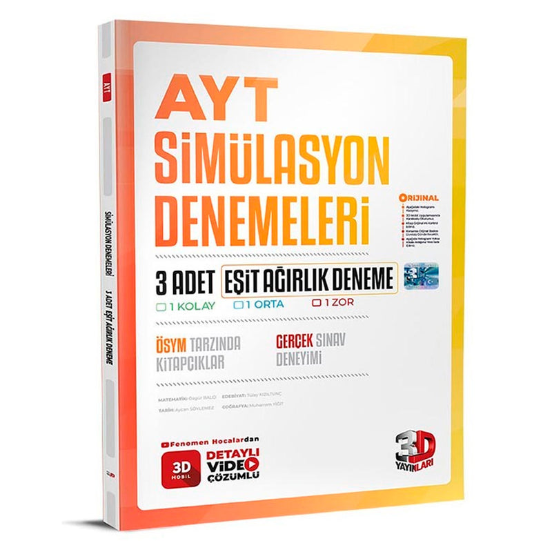 3D Yayınları AYT Eşit Ağırlık 3'lü Simülasyon Genel Deneme