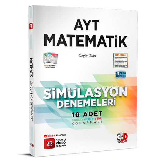 3D Yayınları AYT Matematik 10 Lu Tamamı Video Çözümlü Simülasyon Denemeleri