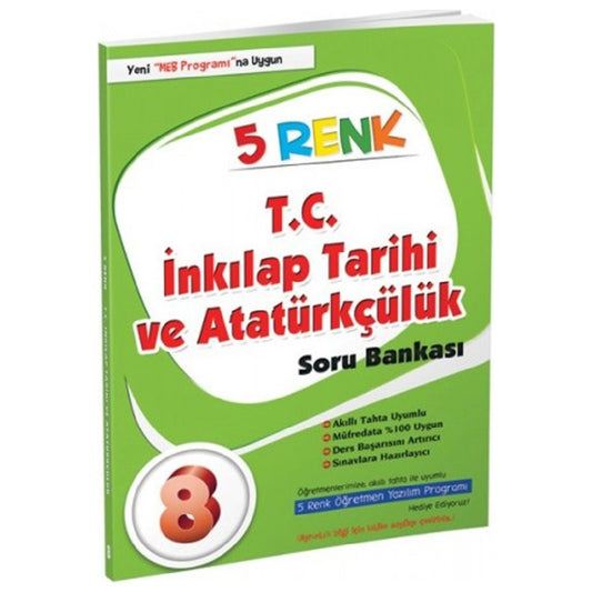 5 Renk Yayınları 8.Sınıf T.C. İnkılap Tarihi ve Atatürkçülük Soru Bankası