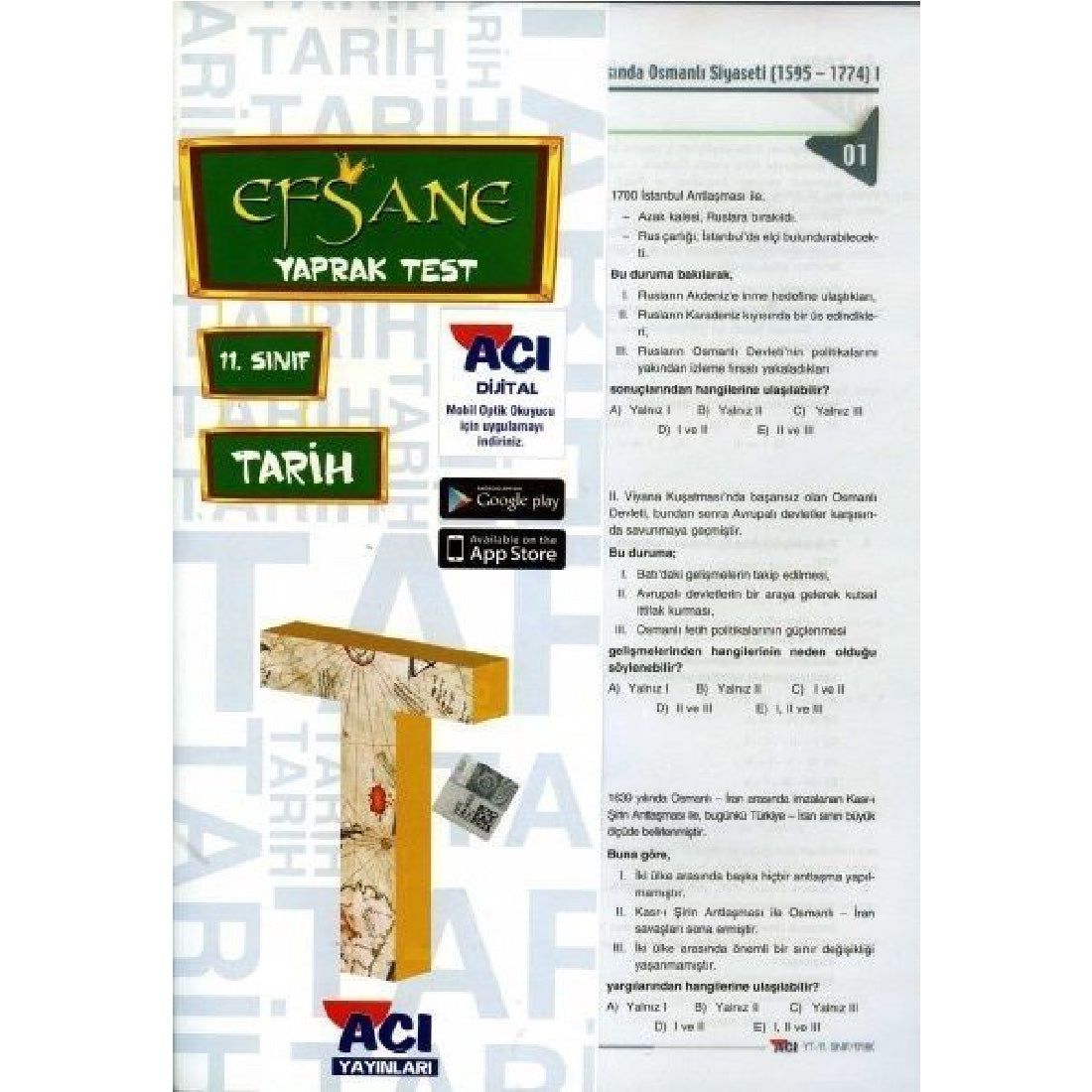 Açı Yayınları 11.Sınıf İnkılap Tarihi Efsane Çek Kopart Yaprak Test