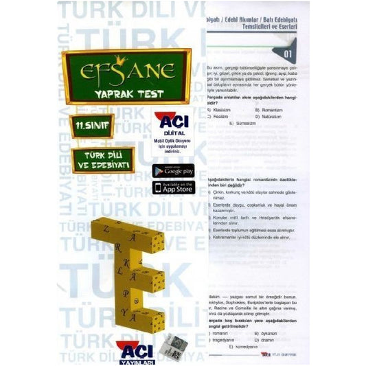 Açı Yayınları 11.Sınıf Türk Dili ve Edebiyatı Efsane Çek Kopart Yaprak Test