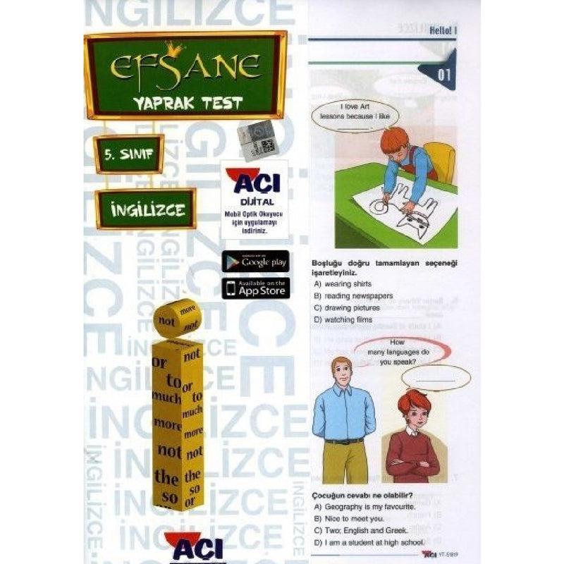 Açı Yayınları 5.Sınıf İngilizce Efsane Çek Kopart Yaprak Test