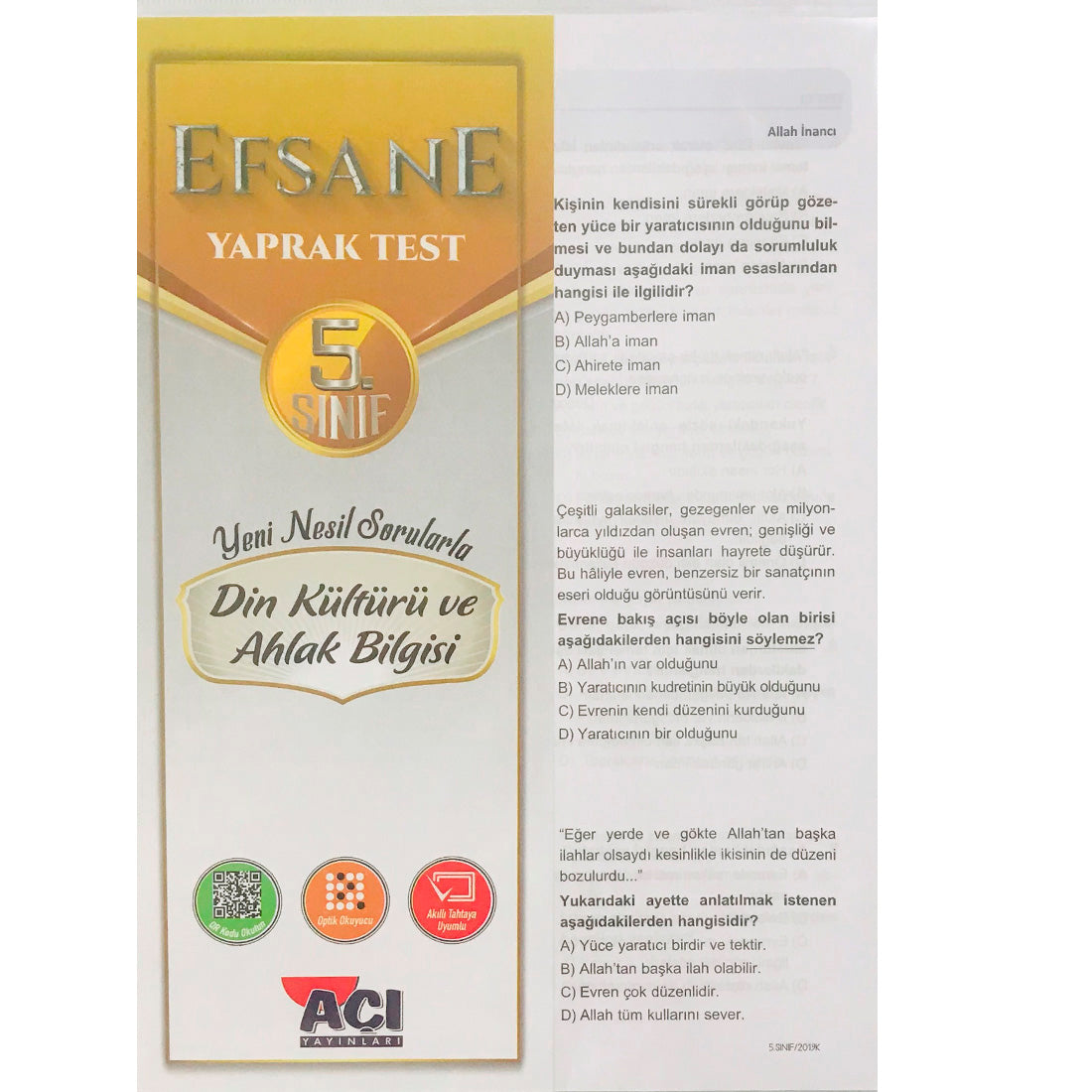 Açı Yayınları 6. Sınıf Din Kültürü ve Ahlak Bilgisi Efsane Çek Kopart Yaprak Test