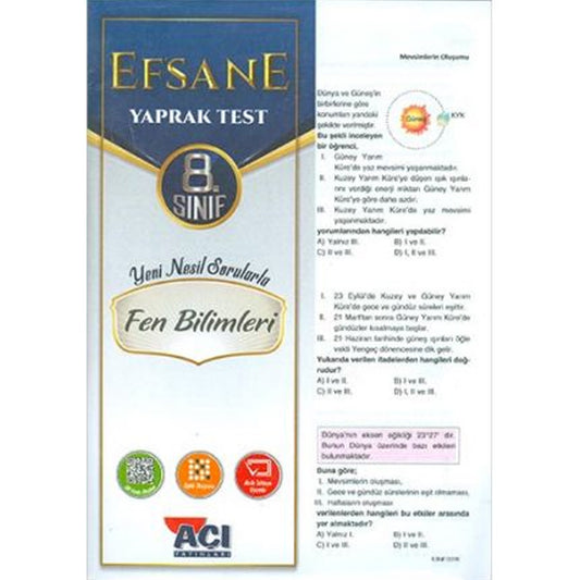 Açı Yayınları 8.Sınıf Fen Bilimleri Efsane Çek Kopart Yaprak Test
