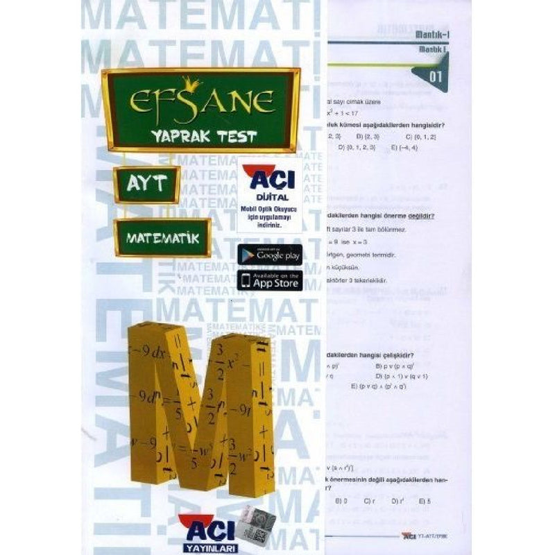 Açı Yayınları AYT Matematik Efsane Çek Kopart Yaprak Test