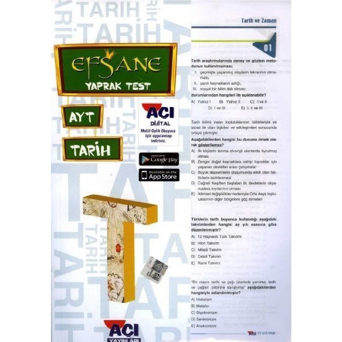 Açı Yayınları AYT Tarih Efsane Çek Kopart Yaprak Test