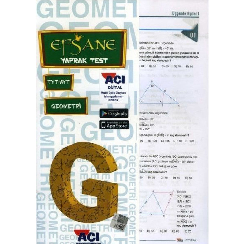 Açı Yayınları TYT AYT Geometri Efsane Çek Kopart Yaprak Test