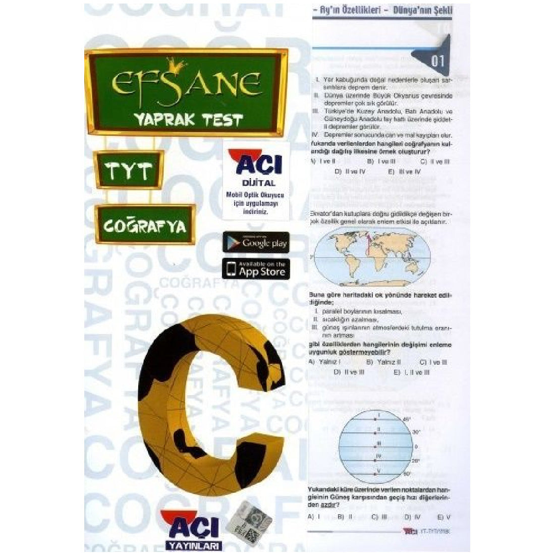 Açı Yayınları TYT Coğrafya Efsane Çek Kopart Yaprak Test