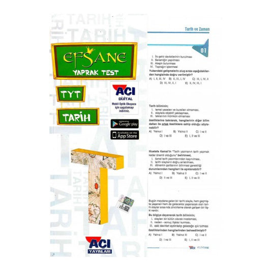 Açı Yayınları TYT Tarih Efsane Çek Kopart Yaprak Test