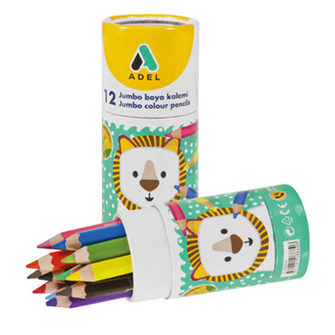 Adel Jumbo Hexa Boya Kalemi Yarım Boy Karton Tüp