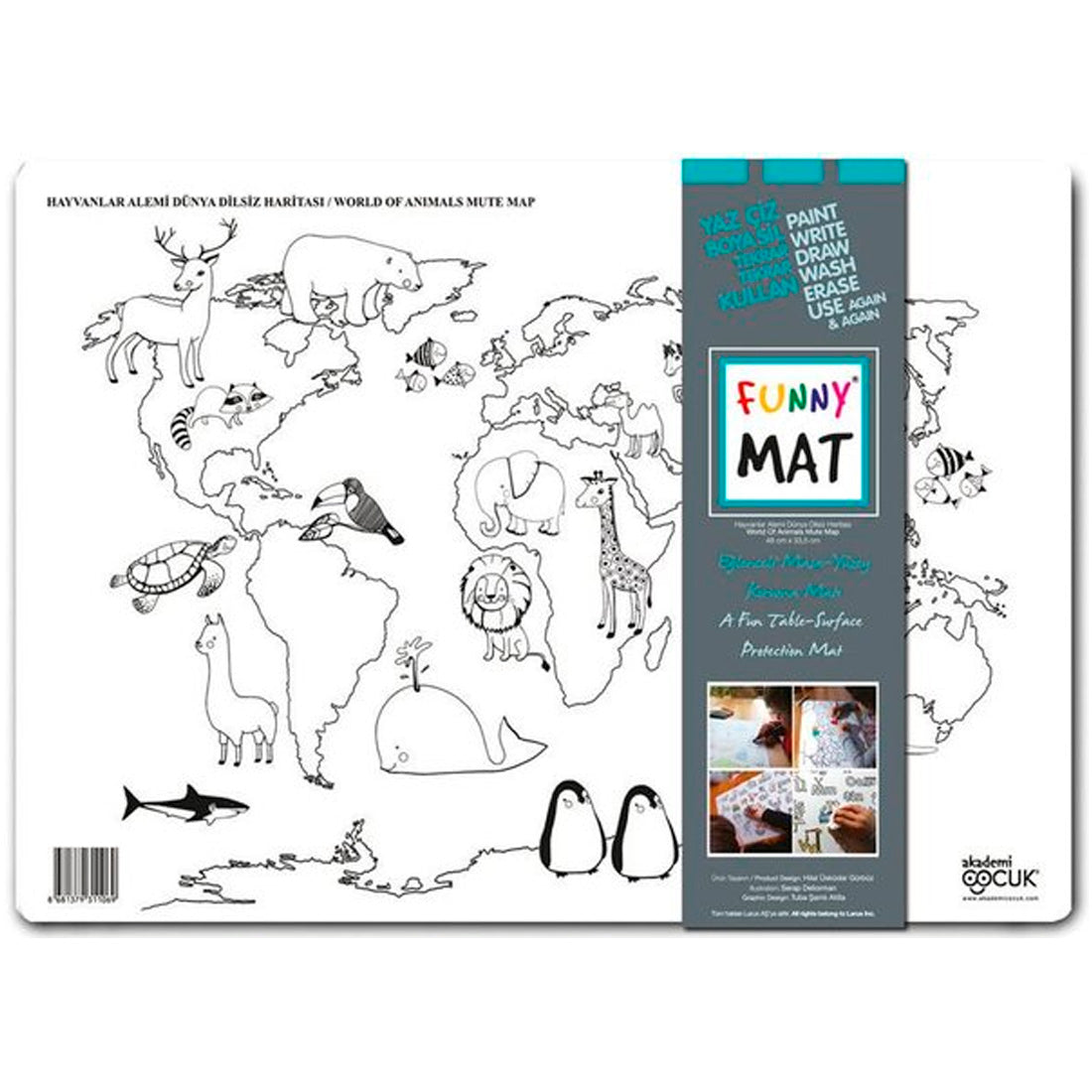 Akademi Çocuk - Funny Mat - Dünya Haritası - Küçük