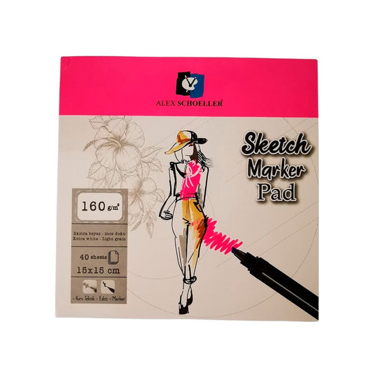 Alex Schoeller 40 Sayfa 15x15 160Gr Marker Eskiz Defteri - Sanatsal Çizim ve Resim Defteri