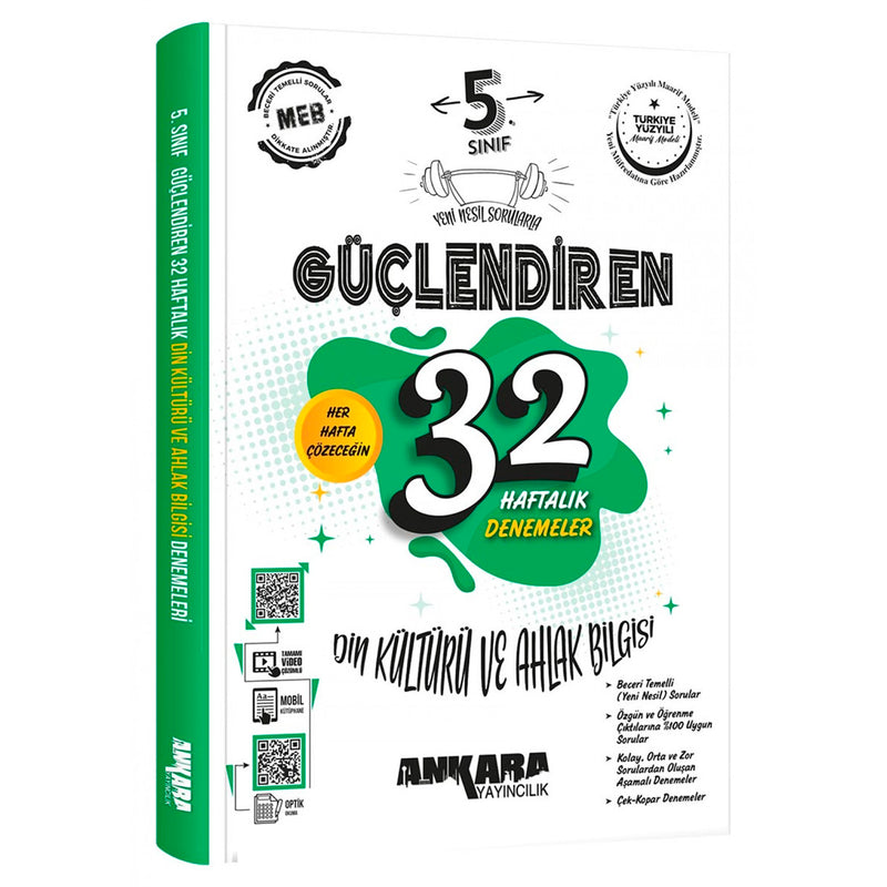 Ankara Yayınları 5. Sınıf Güçlendiren 32 Haftalık Din Kültürü ve Ahlak Bilgileri Kazanım Denemeleri