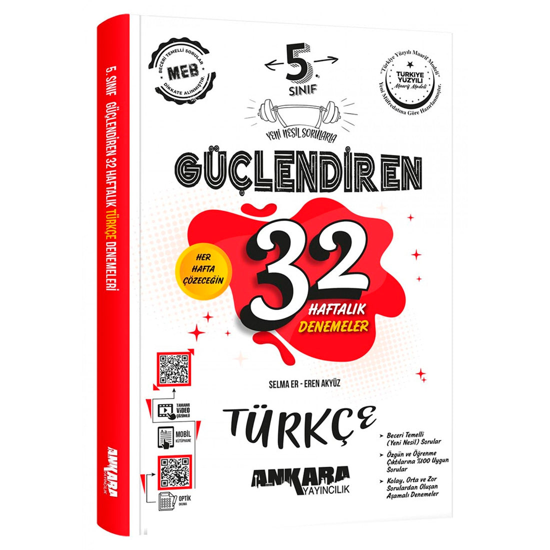 Ankara Yayınları Ortaokul 5. Sınıf Güçlendiren 32 Haftalık Türkçe Kazanım Denemeleri Test Kitabı