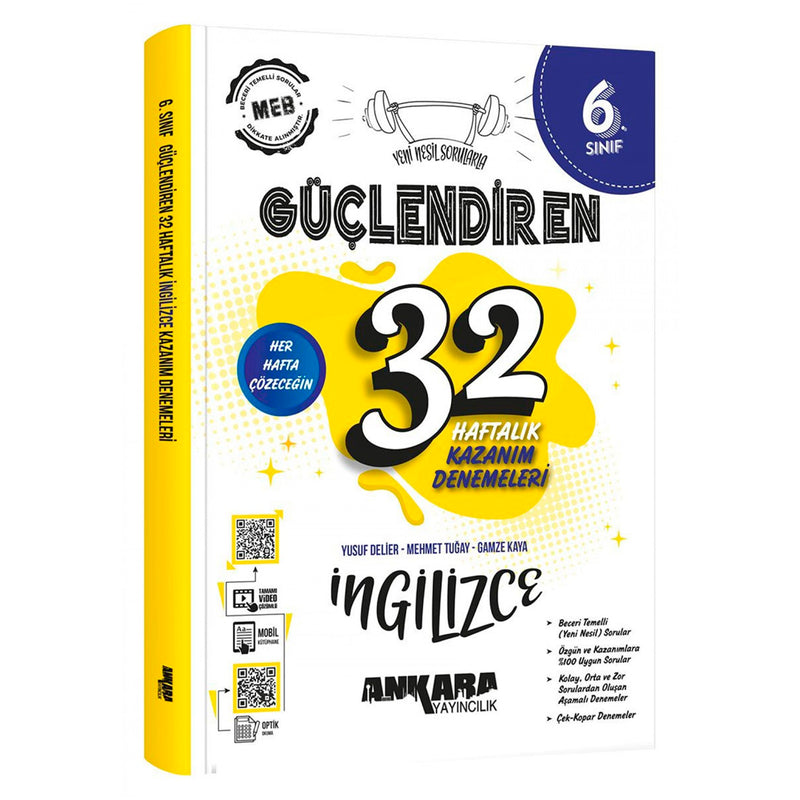 Ankara Yayınları 6. Sınıf İngilizce 32 Haftalık Güçlendiren Kazanım Denemeleri
