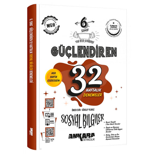 Ankara Yayınları Ortaokul 6. Sınıf Sosyal Bilgiler Güçlendiren 32 Haftalık Kazanım Denemeleri Test Kitabı