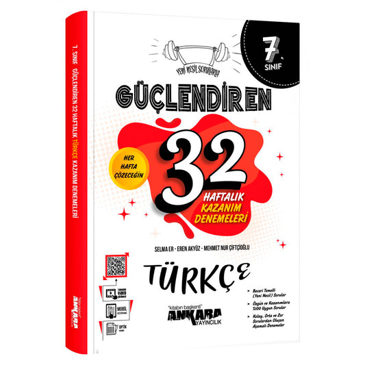 Ankara Yayınları Ortaokul 7. Sınıf 32 Haftalık Güçlendiren Türkçe Kazanım Denemeleri Test Kitabı