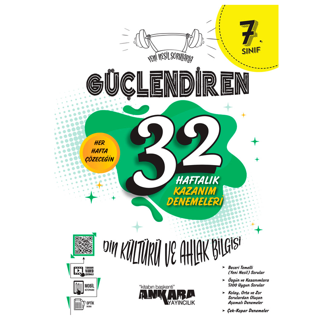 Ankara Yayınları 7. Sınıf  Din Kültürü Ahlak Bilgisi Güçlendiren 32 Haftalık Kazanım Denemeleri
