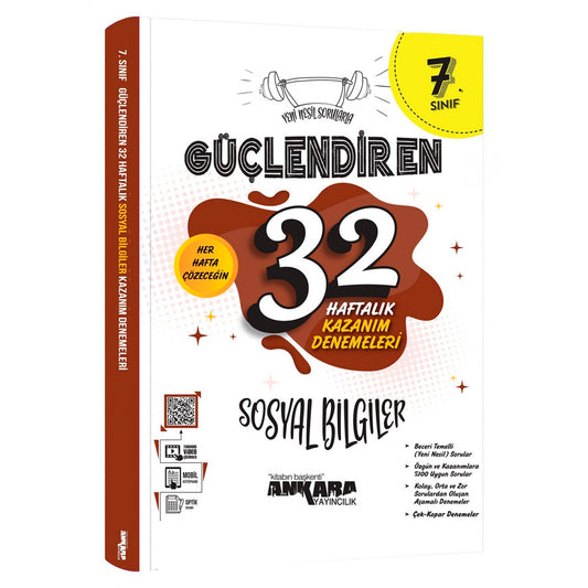 Ankara Yayınları Ortaokul 7. Sınıf Sosyal Bilimler Güçlendiren 32 Haftalık Kazanım Denemeleri Test Kitabı