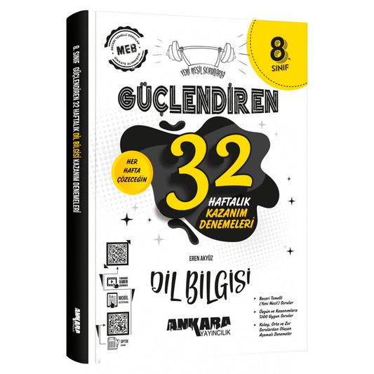 Ankara Yayınları 8. Sınıf Dil Bilgisi Güçlendiren 32 Haftalık Kazanım Denemeleri
